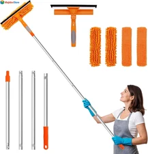 3 in 1 Window Washing Kit with Extension Pole, 73’’ Cleaning Squeegee Kit, Indoo