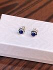 Lapis Stud Earrings Rope Edge 6.5mm(4.5mm) 925 Sterling Silver Tiny Round Blue
