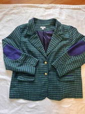 Joan Rivers Wms Sz 26W Knit Blazer Purple/Green Gathered Back Patches