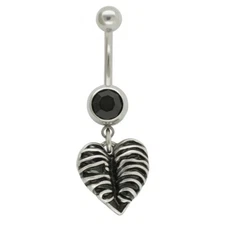 PTOP 1PC 14G(1.6mm) Belly Button Rings Skeleton Heart Navel Piercing Jewerly