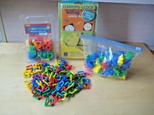 LEARNING TOYS LOT *MAGNETIC ALPHABETS * COUNTING BEARS * TELLING TIME + Links