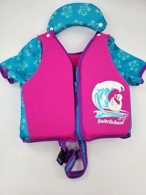 Aqua Leisure Swim School Vest Floatation Jacket Pink Flowers Age 4-6 Years 50lbs