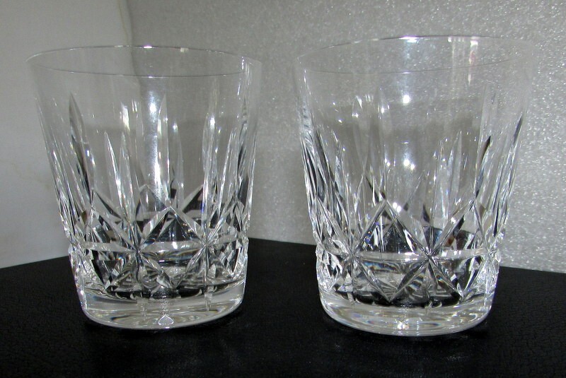 2 Waterford Crystal ROSSLARE Old Fashioned Rocks Glasses Ireland Mint Condition