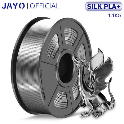 JAYO Grau SILK PLA+ 1,75mm Filament 3D-Drucker 1,1KG Spule Seide Glänzend Glatt