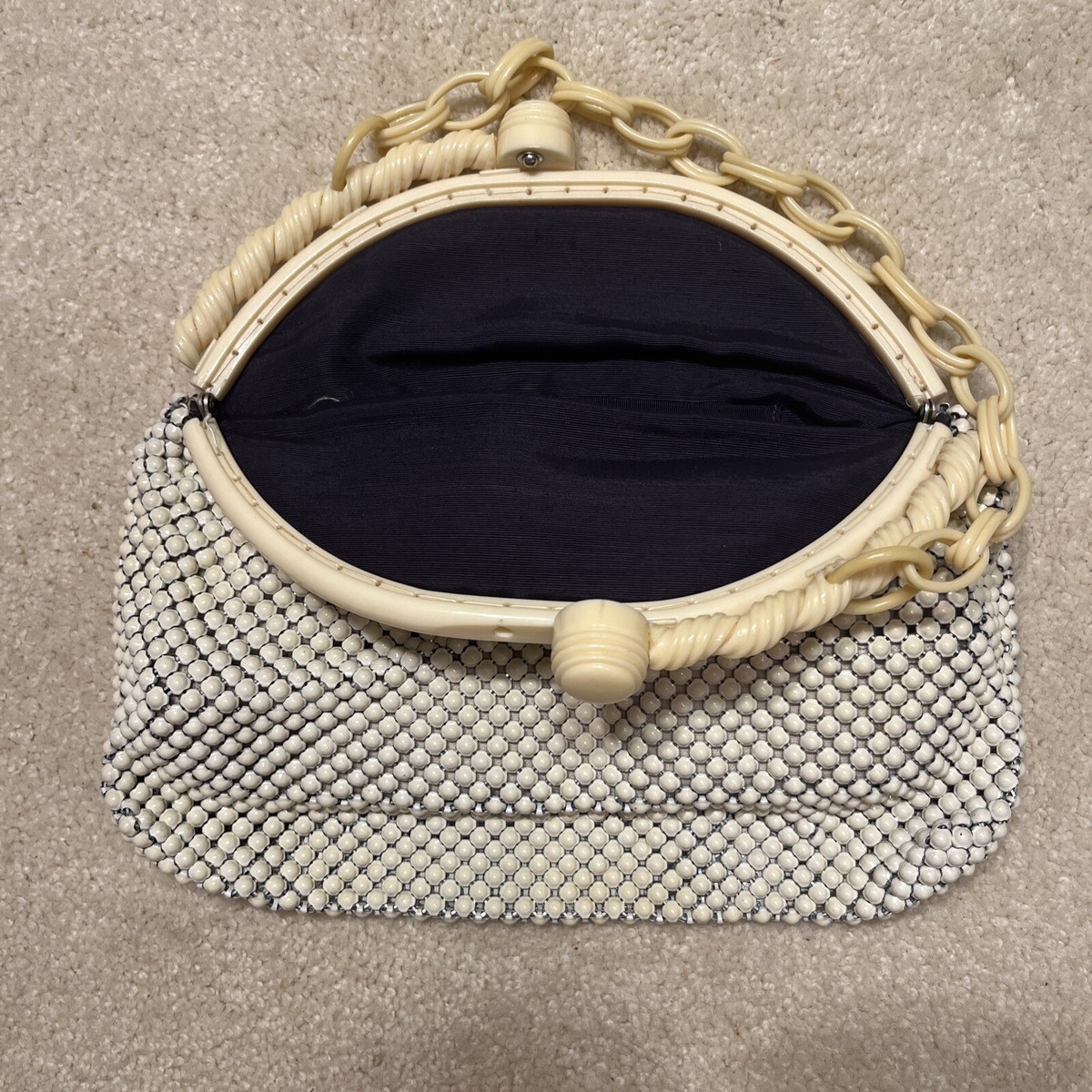 Vintage Whiting and Davis 1940s Alumesh Purse with Bakelite Frame