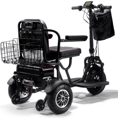 MotoTec Trike 48V 1000W Folding Black Mobility Trike Dual Motor Lithium - Picture 5 of 6