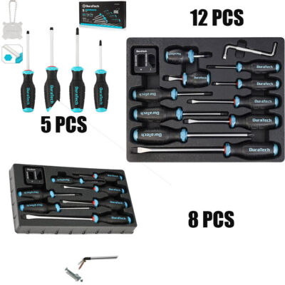 DURATECH 5PCS/ 8PCS/ 12PCS Screwdriver Set Alloy Steel with Storage Tray