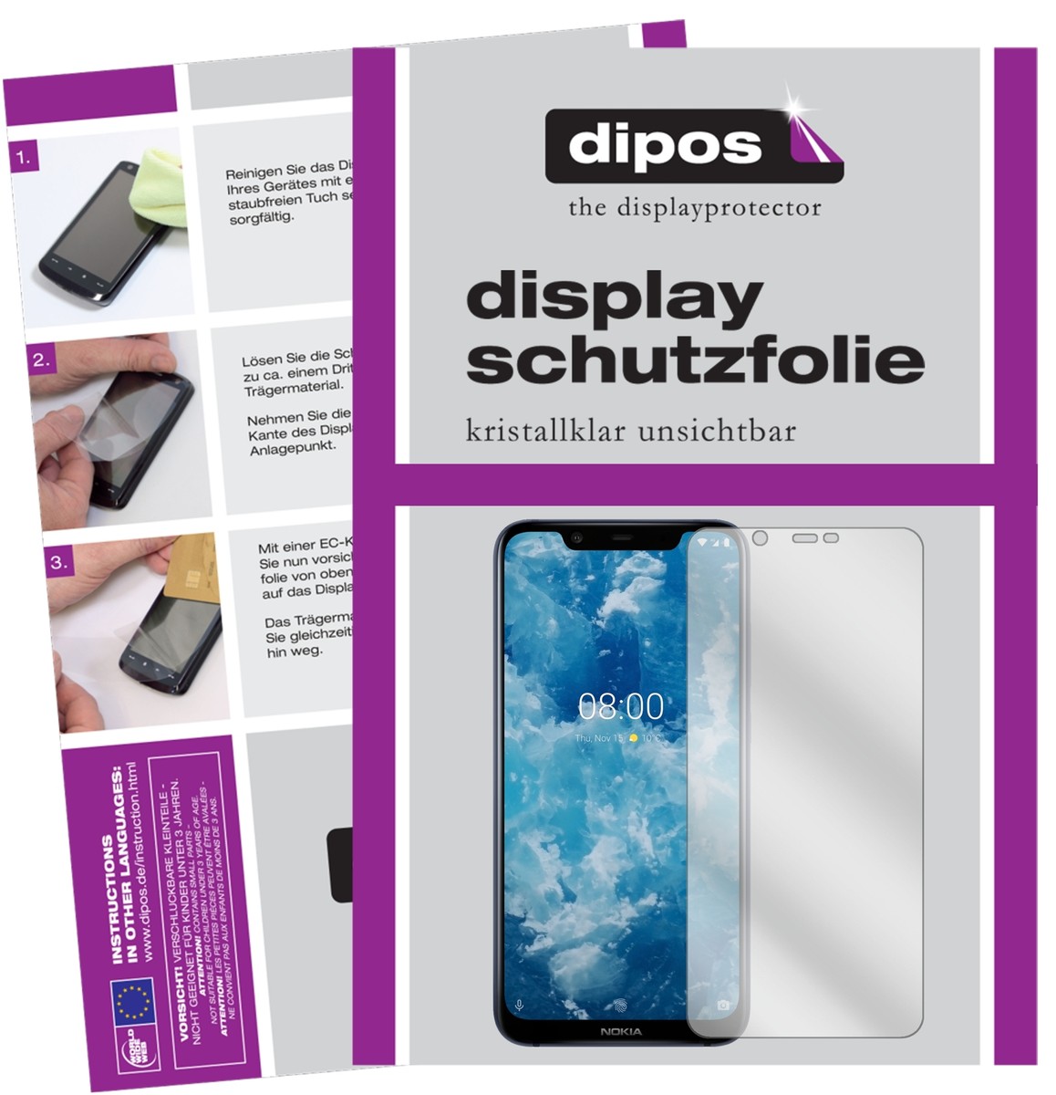 2x Pellicola per Nokia 8.1 Plus Protettiva Protezione Vetro Flessibile 9H dipos