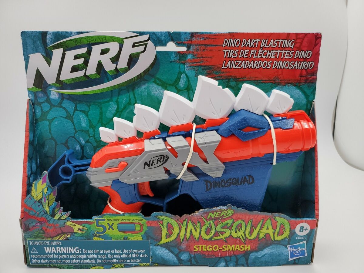 Nerf DinoSquad Stego-smash Dart Blaster Dinosaur Toy, 5 Nerf Elite Darts,  Stegosaurus Design