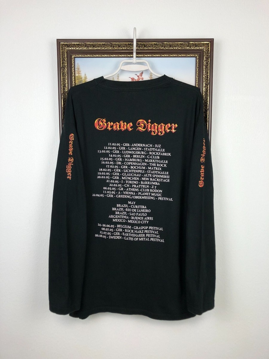 Vintage 2000's Grave Digger Band Shirt Over Print Long Sleeve Tee