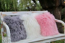 Cuscino In Pelliccia Di Pecora TIBET In Lana Riccia 40 X 40 Cm Varie Colori