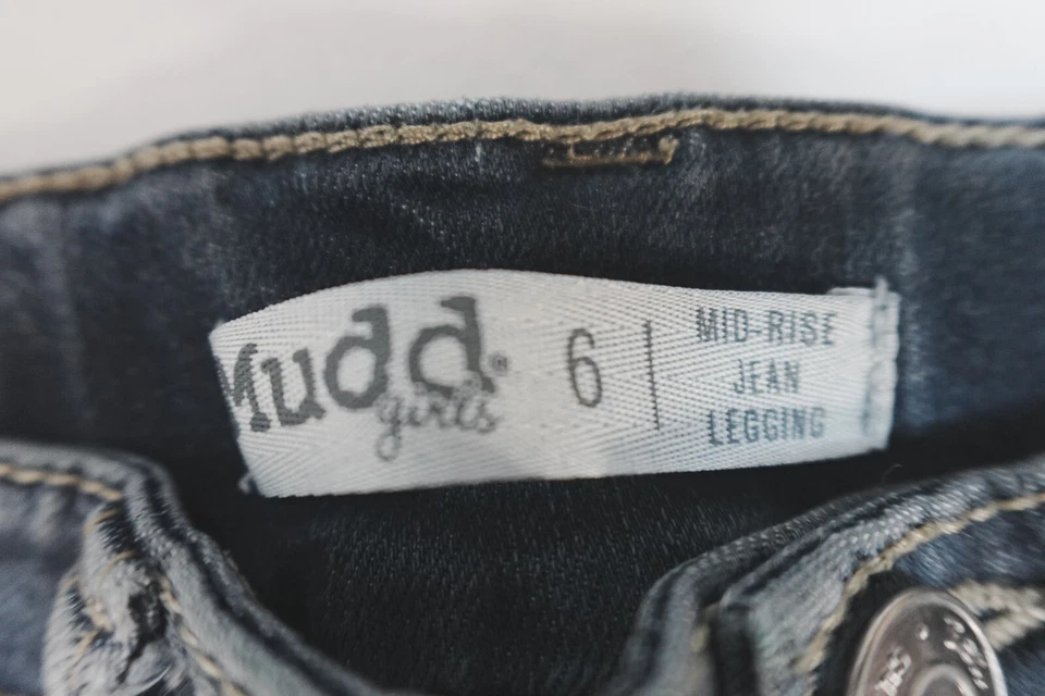 MUDD Skinny Blue Jeans Girls 6 stretch denim medium Wash adjustable waist EUC - Image 2 of 4