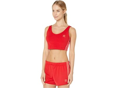 adidas Original Crop Tank Top Activewear Sport Bra Scarlet Red 95% Cotton Size L