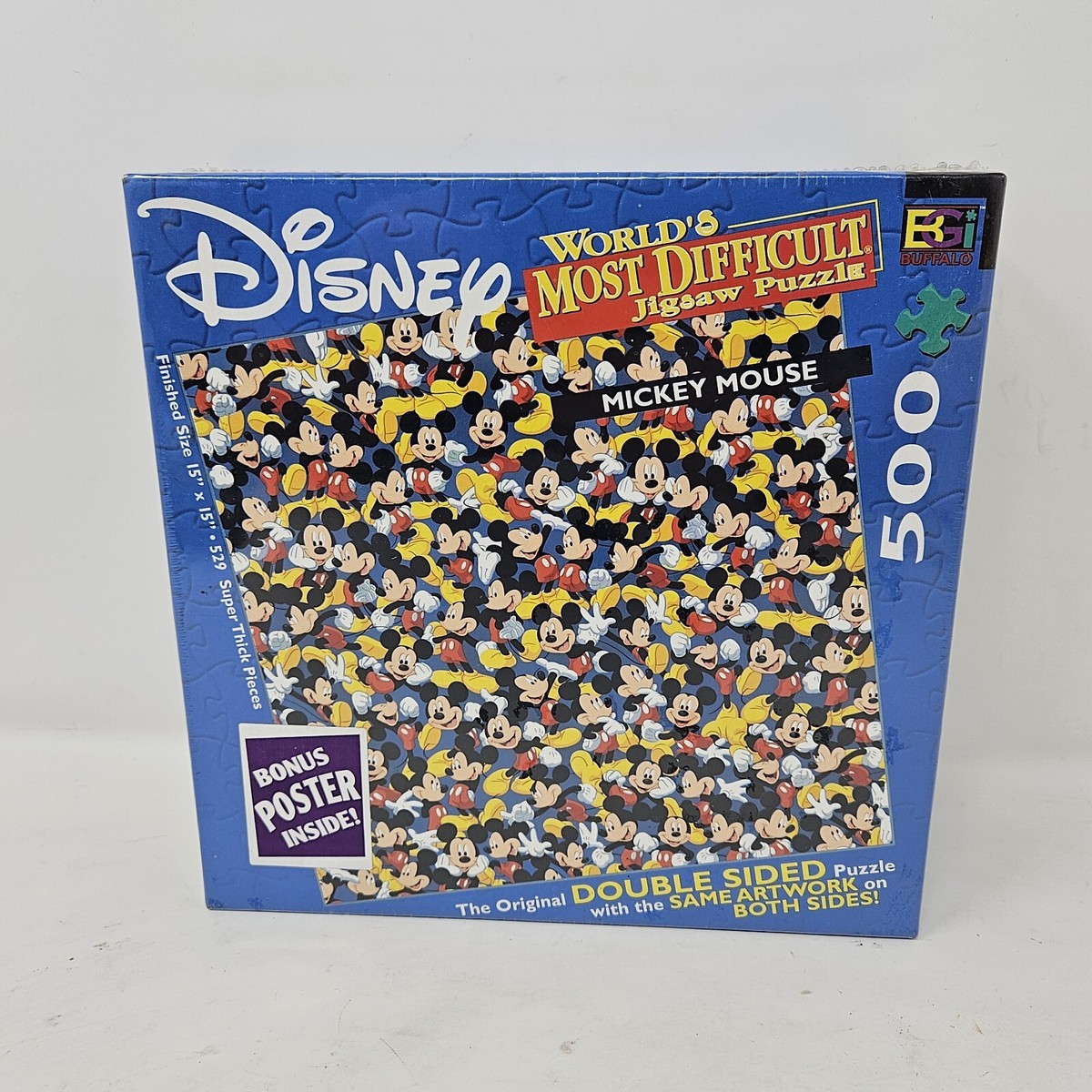New Disney Mickey Mouse World's Most Difficult Double Sided 500 pc
