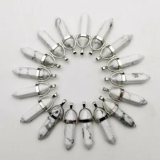 Natural Stone 30PCS White Turquoise Pendants Hexagonal Pillar Pendulum Necklaces