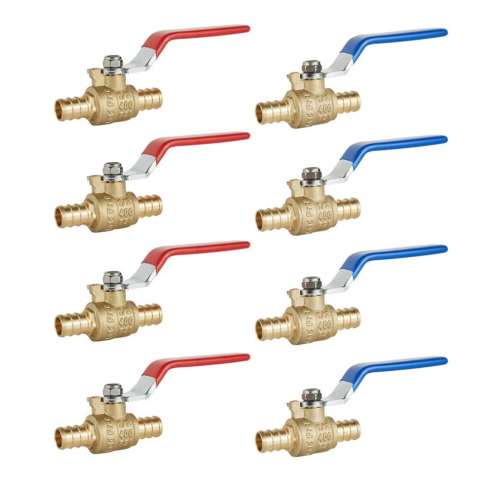 EFIELD 8 PCS 1/2" PEX FULL PORT SHUT OFF BRASS BALL VALVE HOT &COLD, NO LEAD