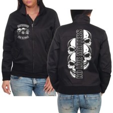 Giacca donna Harrington Life is Pain No live matter skulls biker ultras club 