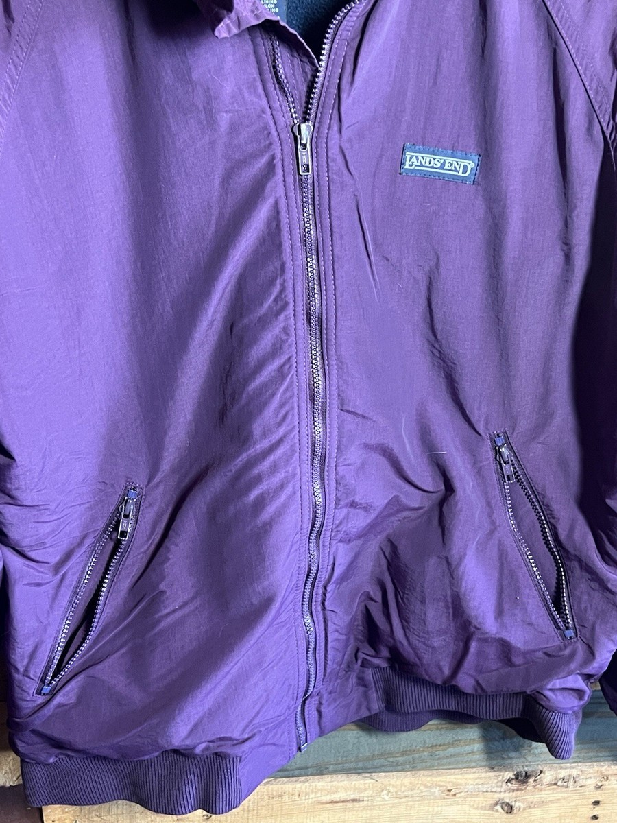 Vintage 90s Lands End Men's Squall Jacket Fleece Lined Purple Size