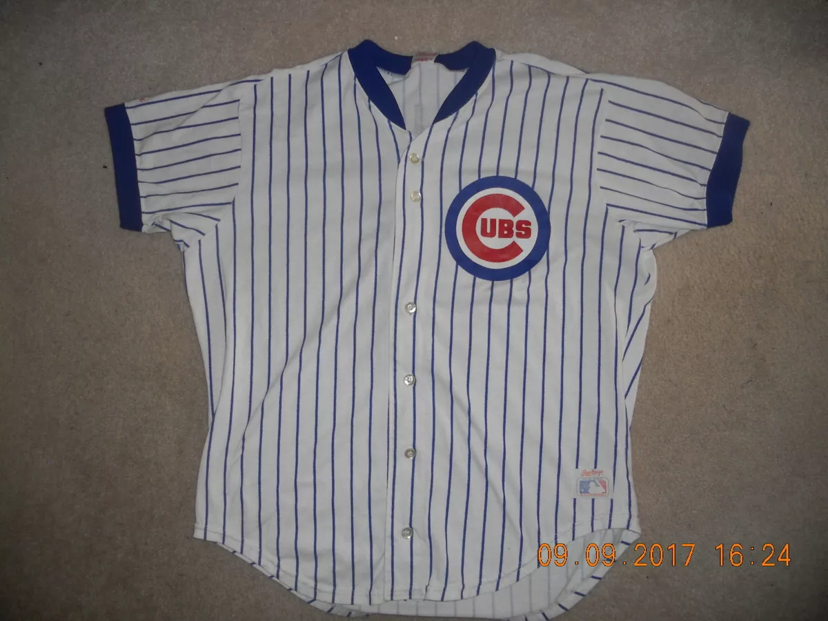 Vintage Chicago Cubs Baseball Jersey Rawlings Button Up Pinstripes