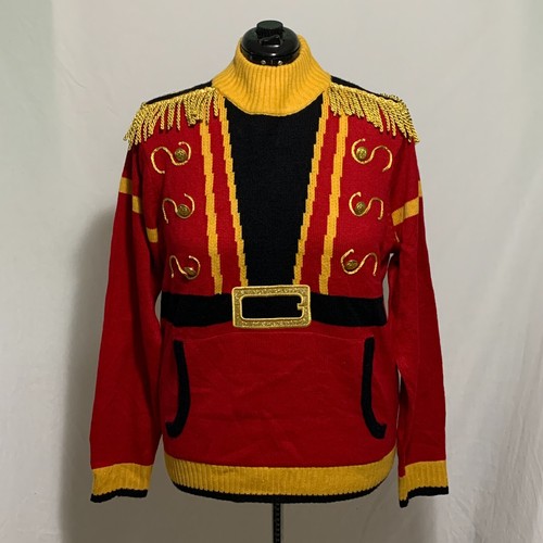 Ugly Christmas Sweater Nutcracker Solider Uniform Pocket Tassels MENS Womens S