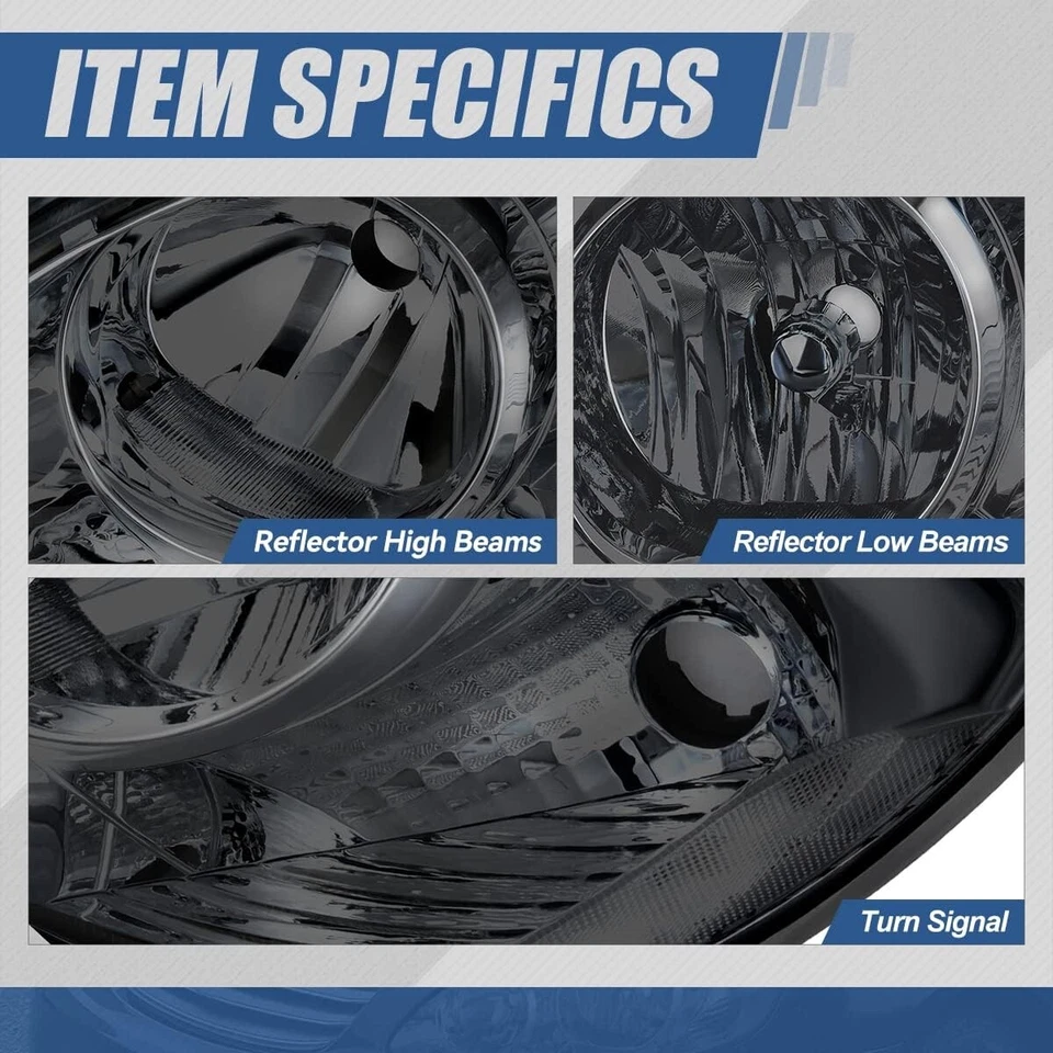 Smoke Lens Style JDM HeadLights Lamps Assembly For 2003-2008 Toyota Corolla - Image 3 of 4