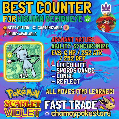 HISUIAN DECIDUEYE Tera Raid Counters ⚡ 6IV BUNDLE ⚡ Pokemon SCARLET and VIOLET - Picture 25 of 31