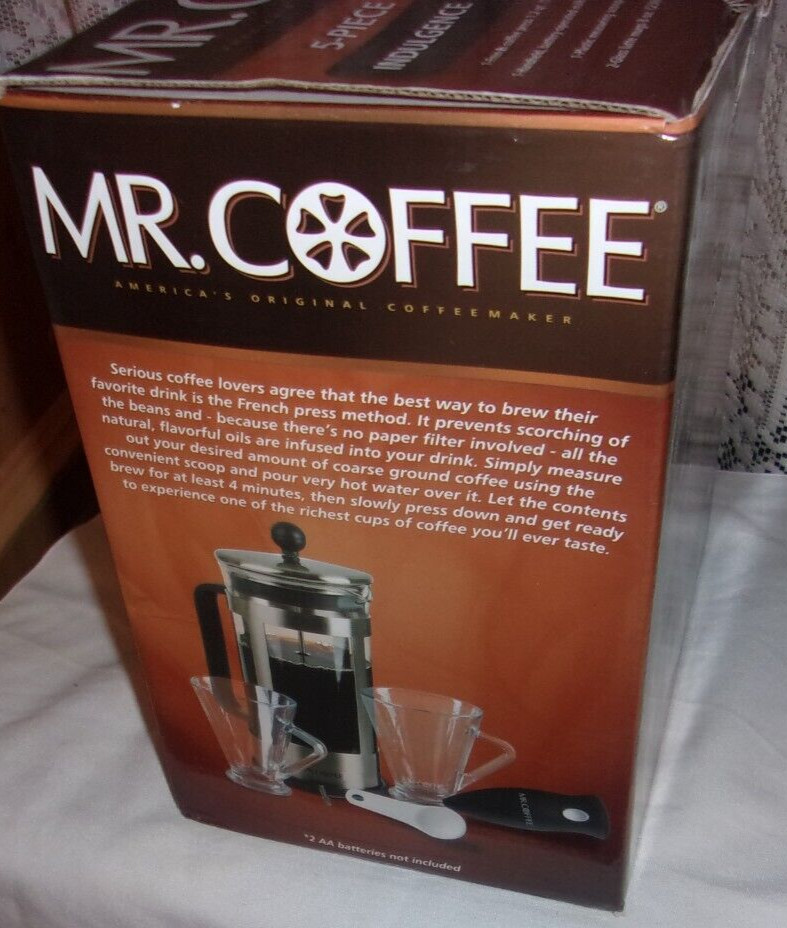 MR. COFFEE FRENCH PRESS INDULGENCE KIT  5 PIECE SET NEW