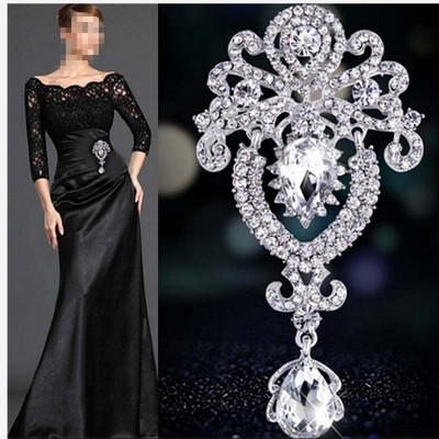 Große Blume Braut Brosche Strass Kristall Diamante Hochzeit Brosche Pin,'