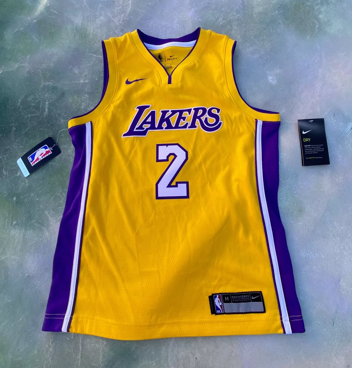 Men 2 Lonzo Ball Jersey Yellow Los Angeles Lakers Jersey Swingman