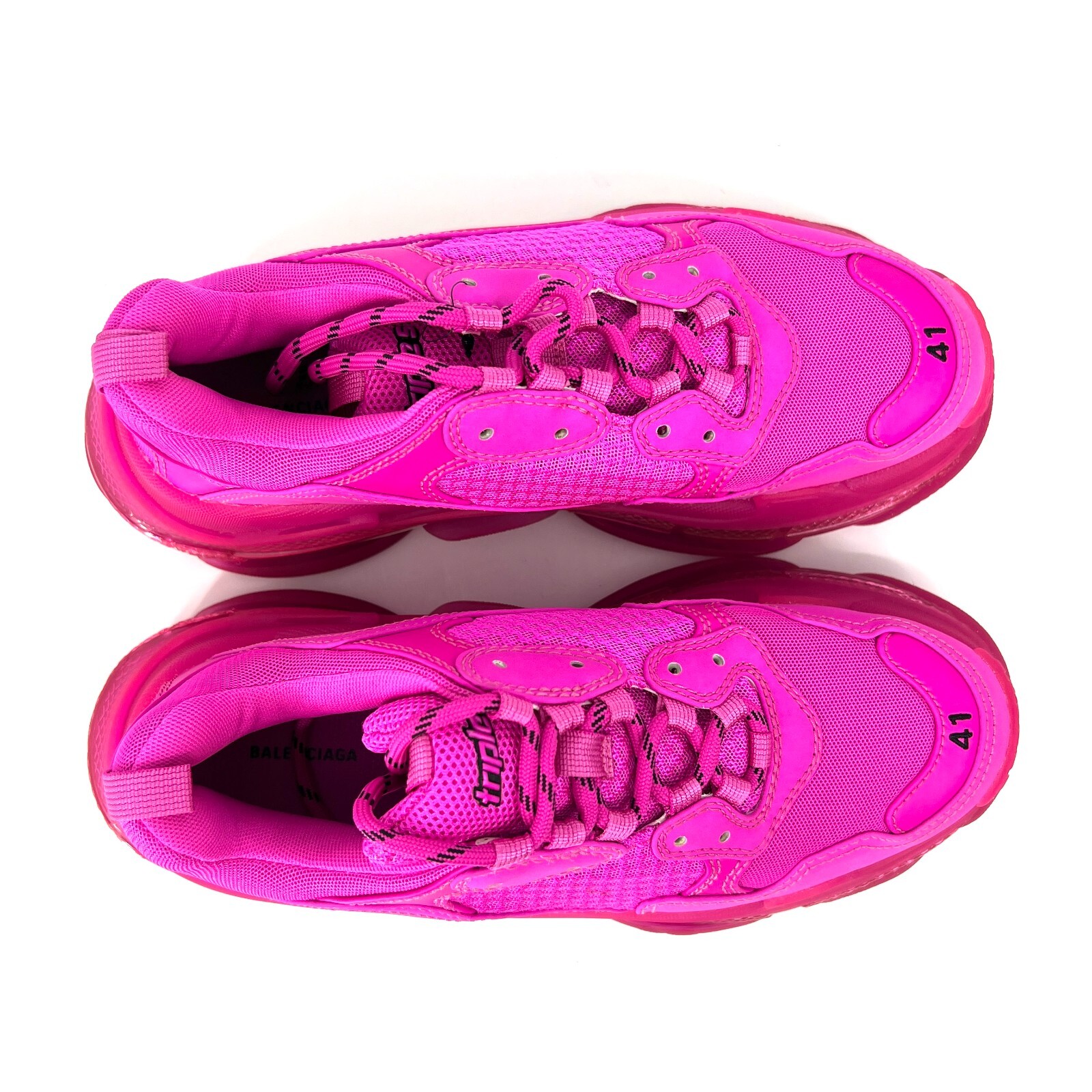 Balenciaga Triple S Sneakers Shoes Mens Size 41 Clear Sole Pink Logo Lace Up NEW thumbnail 7