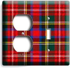 OLD STEWART SCOTTISH ROYAL PLAID TARTAN LIGHTSWITCH OUTLET WALL PLATE ROOM DECOR