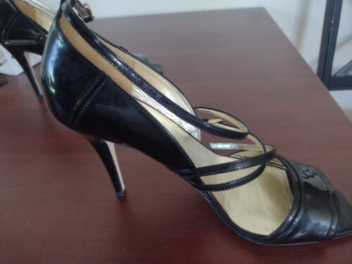 Escada strappy pointed high heel sandals 40 9 US black patent leather open toe - Picture 12 of 18