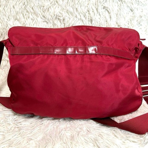 Prada Messenger Bag Nylon Triangle Logo Shoulder Bag Red Women's Used - Picture 15 of 18