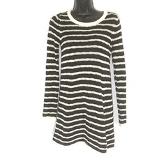 BDG dress S black stripe zip back cotton knit mini ls Urban Outfitters
