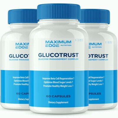 (3 Pack) Glucotrust Capsules, Glucotrust Blood Sugar Supplement Maximum Edge