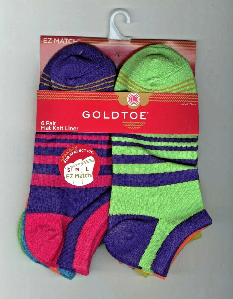 Paquete de seis calcetines forrados punta dorada para niñas grandes talla grande zapatos para niñas talla 2-10,5 Foto 2 de 4