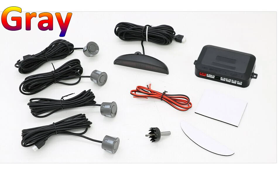 4 Parking Sensors LED Car Auto Backup Reverse Rear Radar System Alert Alarm Kit - Image 3 of 4