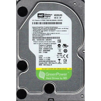 Western Digital 2TB SATA 3.5'' HDD WD20EURS-63S48Y0