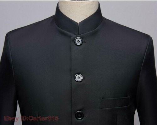 Men Blazer Jacket Pants 2PCS Chinese Suit Tunic Formal Dress Single Breasted New - Picture 13 of 28