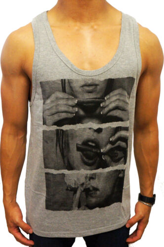 NEW MENS GREY SINGLET DRUGS JOINT TANK TOP SIZE S CASUAL MUSCLE EURO FIT GYM - Picture 1 of 1