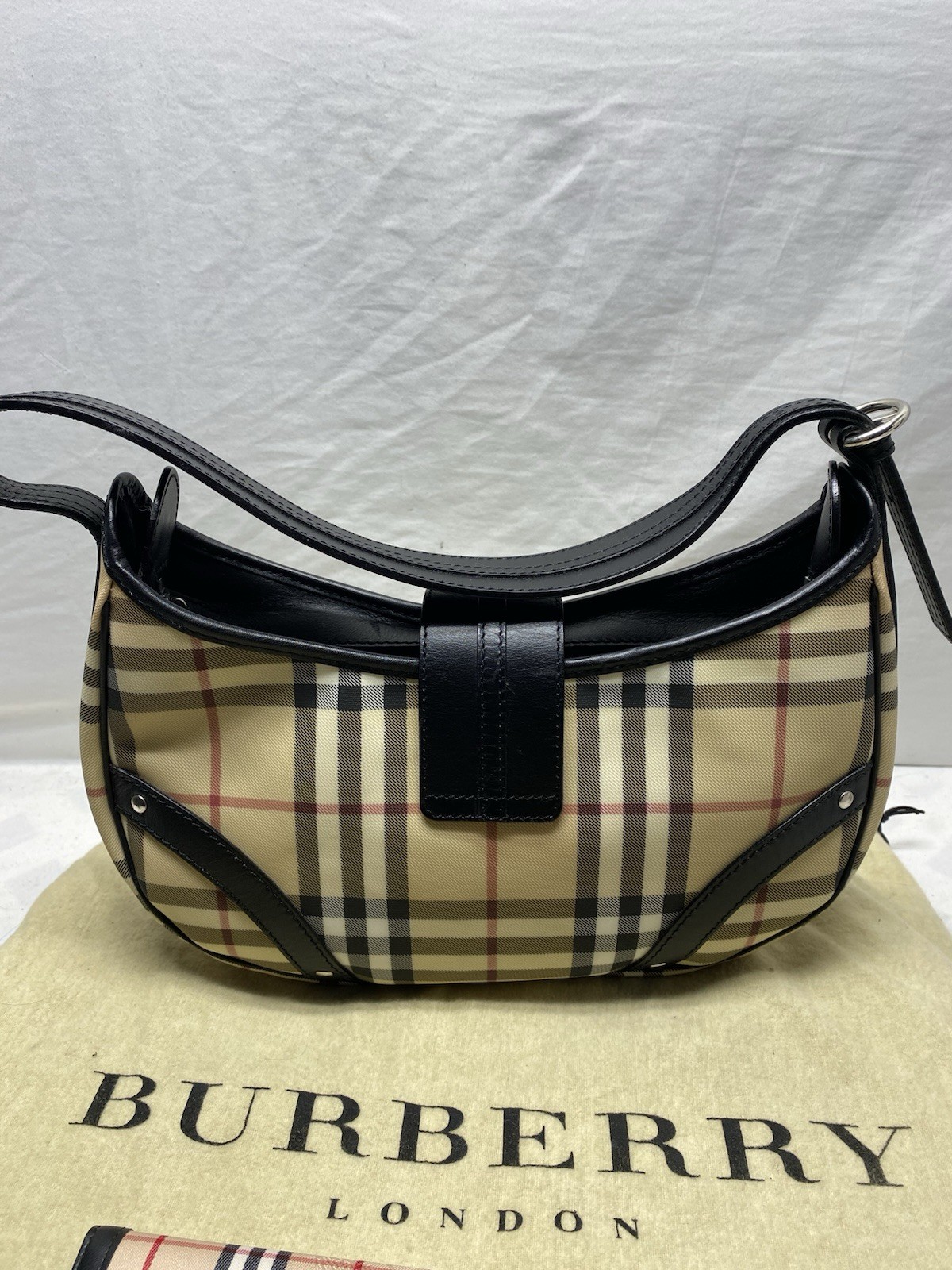 Burberry Check Buckle Mini Shoulder Hobo Bag w/ Nova Check Wallet Vintage 2000s image 2
