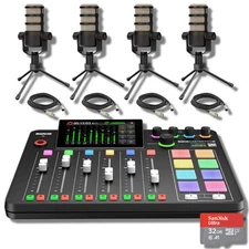 Rode RODECaster Pro 2 with 4x Rode PodMics, Stands, Cables and SD Card