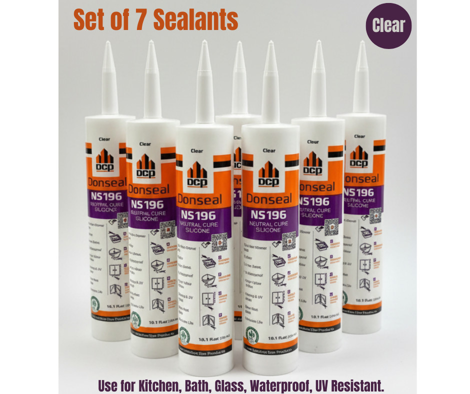 Donseal NS196 Clear Waterproof Silicone UV Resistant Low Odor Caulk 10.1 oz 7-pk