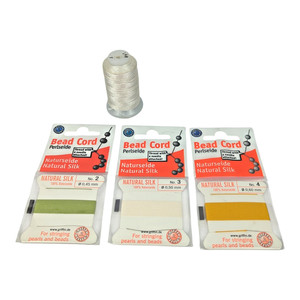 Silk Bead Cord Lot (3) Griffin Natural Silk + Partial Gudebrod Champion Spool