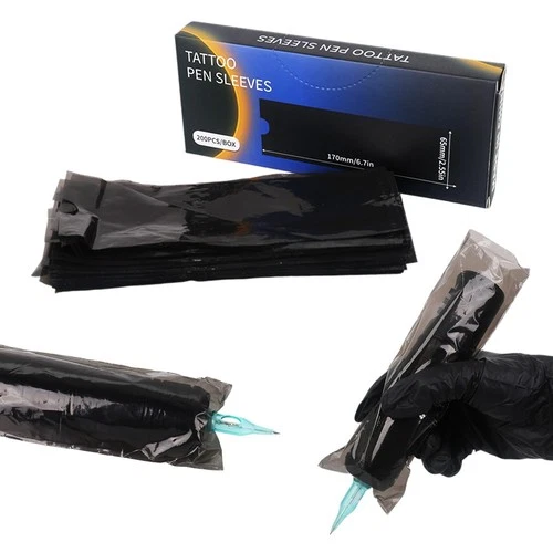 200Pcs Tattoo Black Pen Machine Cover 2.55 inch x 6.7 inch - product listing photo