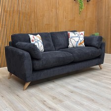 DFS ‘Benji’ 4 Seater Sofa Black Large Marley Jumbo Chord Modern Back BRAND NEW