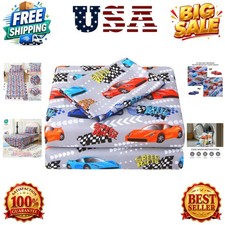 3 Pieces Boys Race Twin Sheet Set - Soft Microfiber Fitted Flat Sheets  Pill...