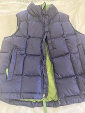 L.L. Bean Down Puffer Vest Kids Size Small 8  Blue/Green Full Zip Pockets Logo