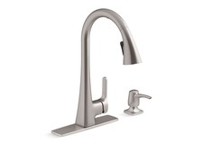 Kohler Maxton Touchless Pull-Down Kitchen Faucet Silver Open Box 1 Hole