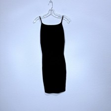 NWT Zara 90's Ribbed Knit Spaghetti Strap Bodycon Midi Dress Black Women S